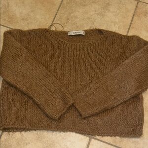 Zara Women's Cozy Brown Knit Sweater